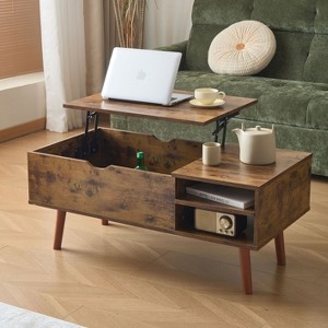 NicBex Vintage Lift-Top Storage Coffee Table with Large Hidden Storage & Open Shelf,Wooden Tea table Center Table for Living Room,Study - 1 of 4