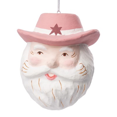Transpac Paper Mache Cowboy Santa Ornament Multicolor Unique Christmas Tree Decoration for Indoor Use and Gift Giving