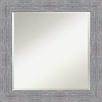 25" x 25" Bark Rustic Framed Wall Mirror Gray - Amanti Art
