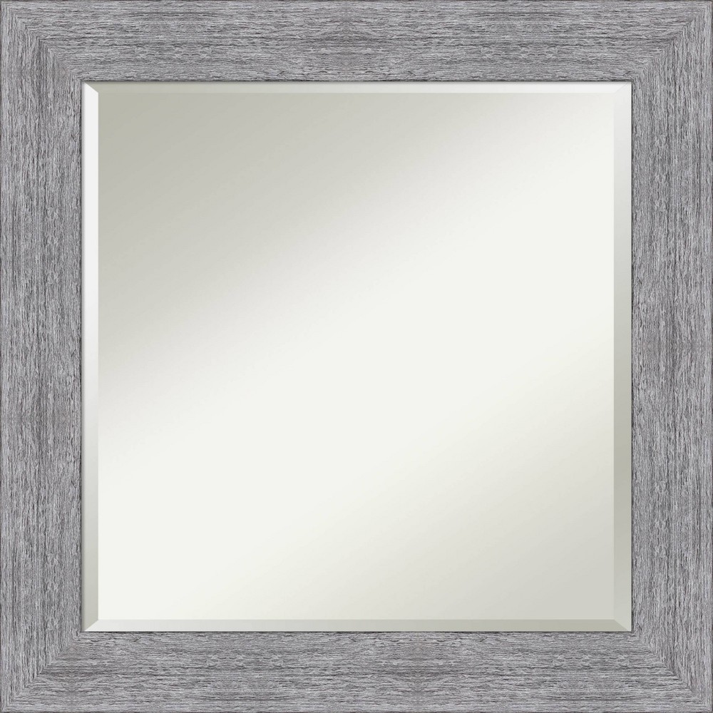 Photos - Wall Mirror ART 25" x 25" Bark Rustic Framed  Gray - Amanti : Square Beveled, Entryway Decor, No Assembly Required 