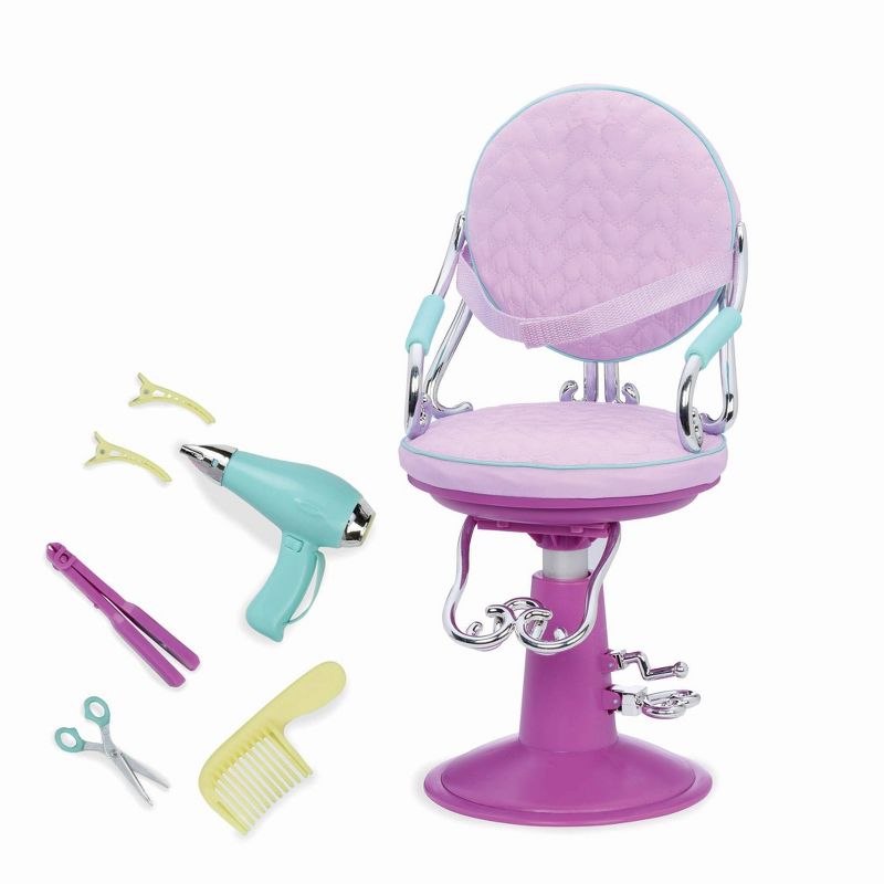Our Generation Sitting Pretty Salon Chair Hair Styling Accessory Set for 18&#34; Dolls, 1 of 10