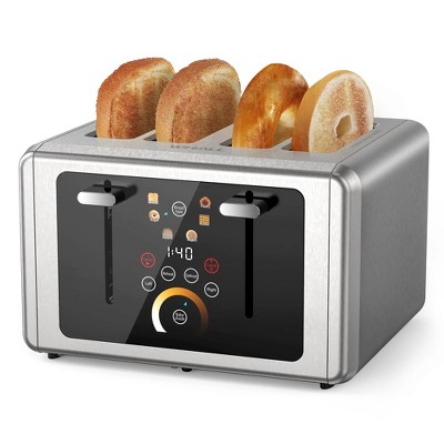 WHALL 4 Slice Touchscreen Toaster – Stainless Steel Toaster with Extra-Wide Slots, 6 Shade Settings, Bagel/Defrost/Cancel Functions