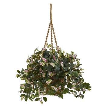 Nearly Natural 30-in Hoya Artificial Plant Hanging Basket