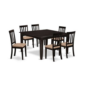HomeStock 7-Piece Cappuccino Finish Solid Wood Top Dining Table with 6 Chairs - 1 of 4
