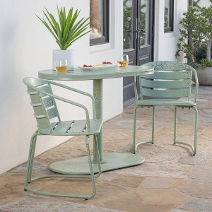 SKRAN Set of 3 Outdoor Patio Bistro, Retro Metal Bistro Table and Chairs Set of 2, Waterproof Cafe Table Set for Indoor,Outdoor,Balcony - 1 of 4