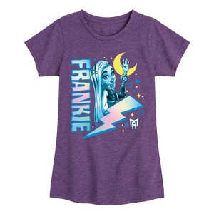 Girls' - Monster High - Frankie Stein Lightning Bolt Fitted Short Sleeve Graphic T-Shirt - 1 of 4