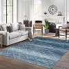 9'x12' Machine Washable Area Rug, Neutral Modern Design, Non-Slip, Foldable, Stain Resistant, Low Pile, Bedroom, Office, Kids Room, Blue - 2 of 4