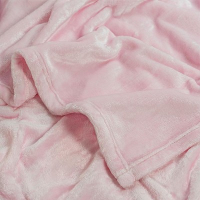 Light Pink Fleece Throw Blanket for Sofa and Bed