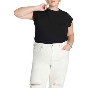 ELOQUII Elements Women's Plus Size Jersey Knit T Shirt Short Sleeve - 1 of 2