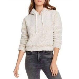 Women's faux-shearling Hoodie Sweatshirt Pullover - AQUA - 1 of 2