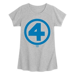 Girls' - Marvel - Fantastic Four Logo Blue Fitted Short Sleeve Graphic T-Shirt - 1 of 3