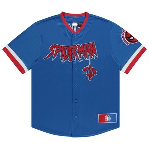 Marvel Spiderman Men's Baseball Jersey - Mens Classic Comics Spiderman Baseball Jersey Avengers Fashion Shirt - 1 of 4