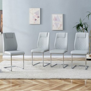 Set of 4 Faux Leather Dining Chairs with High Back and Metal Legs,Modern Upholstered Chairs for Kitchen or Dining Room-The Pop Home - 1 of 4