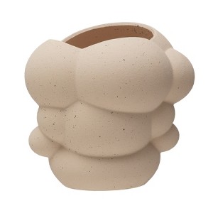 Storied Home Stoneware Organic Shaped Vase, Cream Sand Finish - 1 of 2