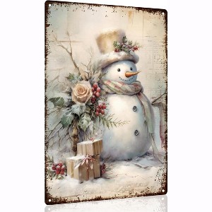 Lomsoe Vintage Snowman Decor,Christmas Snowman Wall Decorations Metal Sign,Winter Christmas Wall Art,8 x 12 Inch - 1 of 4