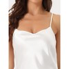 cheibear Women's Satin Cowl Spaghetti Straps Neck Nightdress Full Slip Sleeveless Backless Slit Cross Back Nightgown - 4 of 4