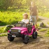 Qaba 12V Ride On Truck, Battery Powered Kids Electric Car with Spring Suspension, Remote, 3 Speeds, LED Headlights, Horn, USB Music - 3 of 4