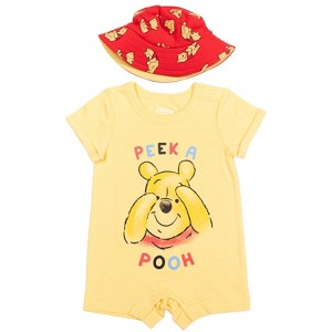 Disney Lion King Mickey Mouse Winnie the Pooh Nightmare Before Christmas Lilo & Stitch Baby Romper and Bucket Sun Hat Newborn to Infant - 1 of 4