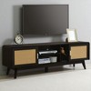 63'' Dark Rattan TV Stand with 2 Cabinets for 65 Inch TV, Entertainment Center with Solid Wood Legs, Media Console for Living Room, Bedroom - 2 of 4