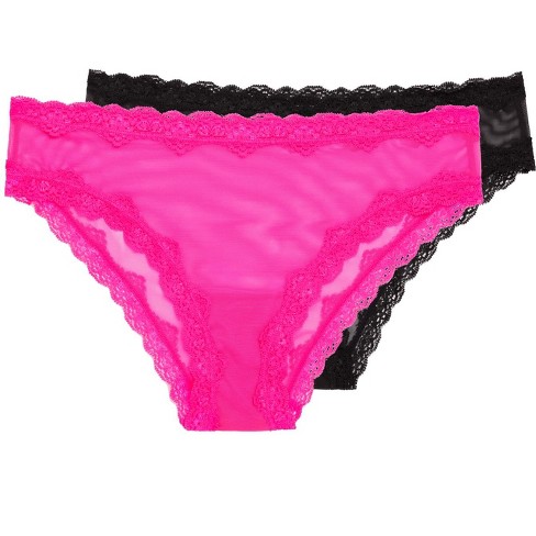 Calcinha Victorias Secret Pink Lace Trim Cheeky Panty