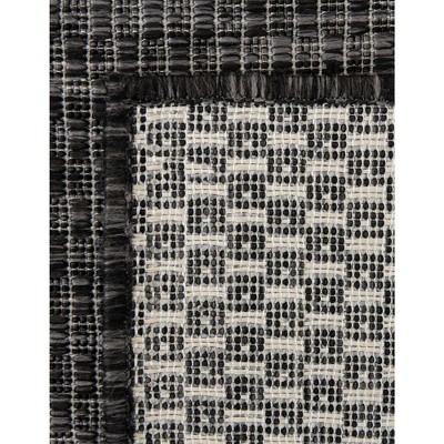 4' x 6' Black Synthetic Outdoor Area Rug: Flat Woven, Washable, Reversible