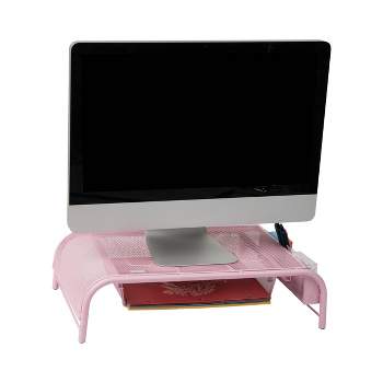 Mind Reader Network Collection Metal Mesh Desktop Stand and Organizer Pink