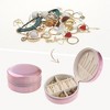 Unique Bargains Travel Round Small Portable PU Leather Jewelry Organizer Case Storage - 2 of 4
