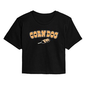 Women's - Instant Message - Corn Dog Cropped Graphic T-Shirt - 1 of 4