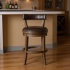 HomeRoots 31" Brown Faux Leather and Solid Wood Low Back Bar Height Swivel Bar Chair - 2 of 4