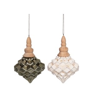 Gallerie II Wood & Blown Glass Ornament Assortments of 2 - 1 of 3
