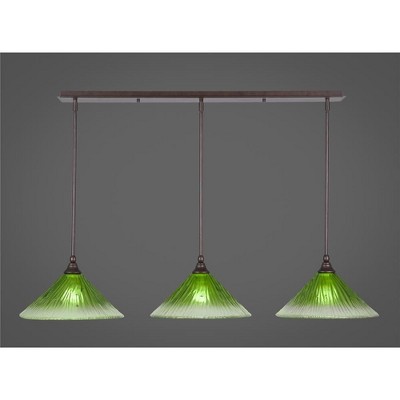 Toltec Lighting Any 3 - Light Chandelier in  Bronze with 12" Kiwi Green Crystal Shade