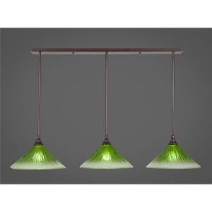 Toltec Lighting Any 3 - Light Chandelier in  Bronze with 12" Kiwi Green Crystal Shade - 1 of 1