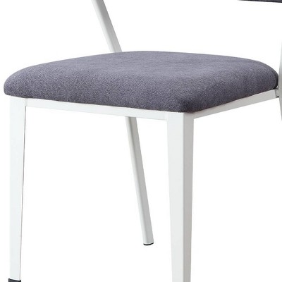 Gray Fabric and White Metal Upholstered Side Chair