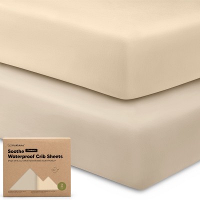 Image of KeaBabies 2pk Soothe Waterproof Fitted Crib Sheets for Girl, Boy, 52x28 100% Organic Soft Cotton Crib Mattress Protector Sheet (Macadamia)