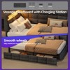 Twin Size Upholstered Daybed with 2 Drawers, Charging Station, LED Lights, Storage Headboard, No Box-Spring Needed, Beige/Gray -ModernLuxe - 3 of 4