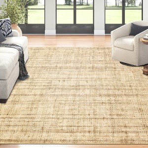 coucheta Machine Washable Area Rug, Modern Abstract Stain Resistant Low-Pile Faux Linen Design Carpet with Non Slip Backing, for Living Room, Bedroom - 1 of 4