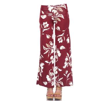Womens Comfortable Solid Color Palazzo Pants-wine-xl : Target