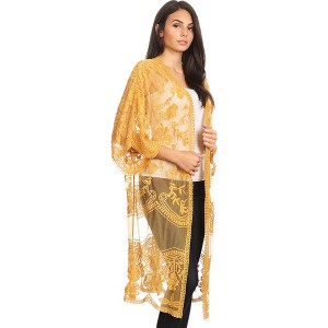 Anna-Kaci Women's Embroidered Floral Butterfly Crochet Drop Shoulder Cardigan - 1 of 4