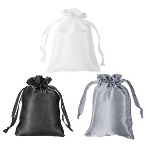 Unique Bargains Smooth Soft Wedding Christmas Satin Bags with Drawstring 3 Pcs - 1 of 4