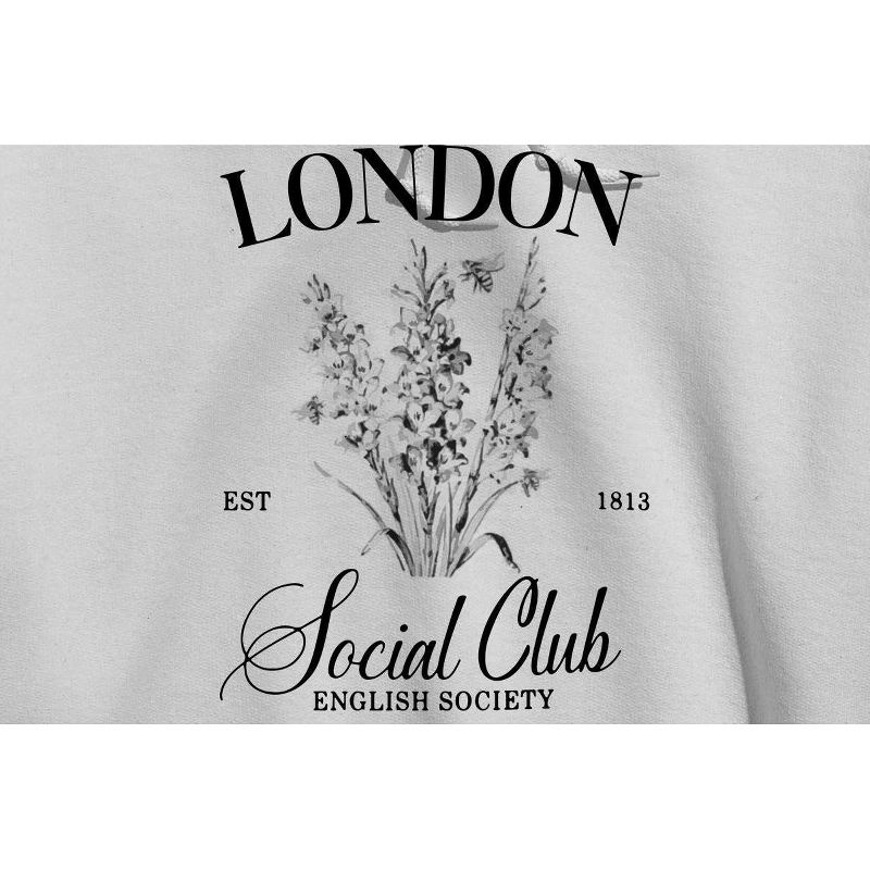 Rerun Island Women's London Social Club Long Sleeve Oversized Graphic Cotton Sweatshirt Hoodie - White 2X, 2 of 4