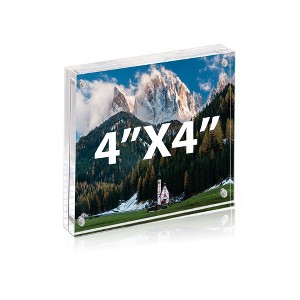 BP4U Acrylic Double-Sided Magnetic Picture Frame, Clear Frameless Freestanding Photo Frame for Home or Office Tabletop Display - 1 of 4
