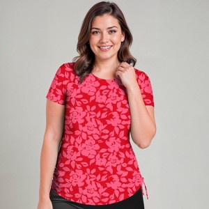 Calypsa Women's Plus Size UPF 50+ Short Sleeve Adele Swim Top - 1 of 3