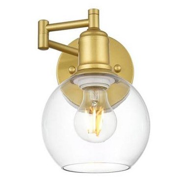 Elegant Lighting Davian 1 light Brass and Clear swing arm wall sconce