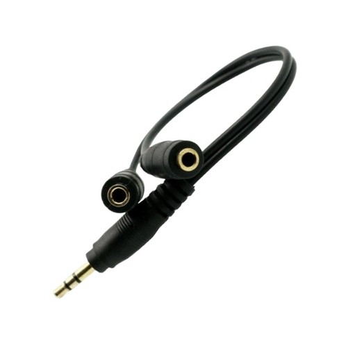 Black Stereo Audio Splitter GOLD 3.5mm JACK Male to 2 Dual Female Y-Cable-  NEW