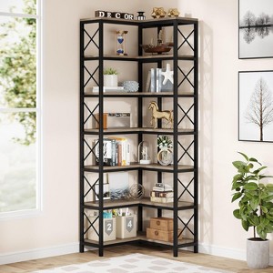 Hommoo 7-Tier Tall Corner Bookshelf - 1 of 4