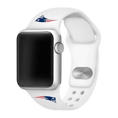 NFL New England Patriots Apple Watch Compatible Silicone Band 38mm - White