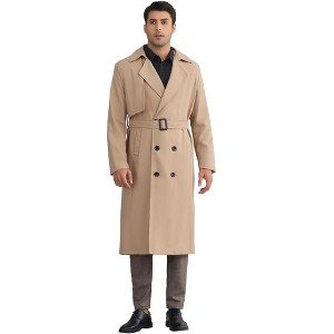 Lars Amadeus Men's Double Breasted Long Winter Classic Trench Coat with Belt - 1 of 4