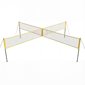 4 Square 14FT Volleyball Net Set, Portable 4-Way Outdoor Game Kit with Adjustable Heights, Ball, Pump, Hammer & Carry Bag - 1 of 4