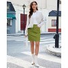 Women's Corduroy High Waist Short Skirt - Trendy Fall Skirt with Elastic Waist & Patch Pockets Olive Green - 3 of 4