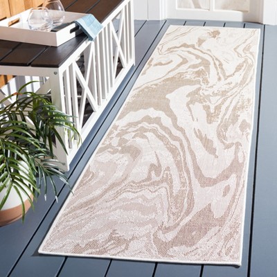 Ivory Beige Synthetic Tufted Runner Rug, 9' x 2'2"
